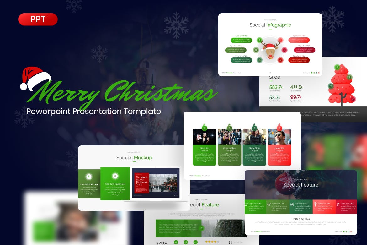 圣诞主题相关的PPT模板（PPTX）