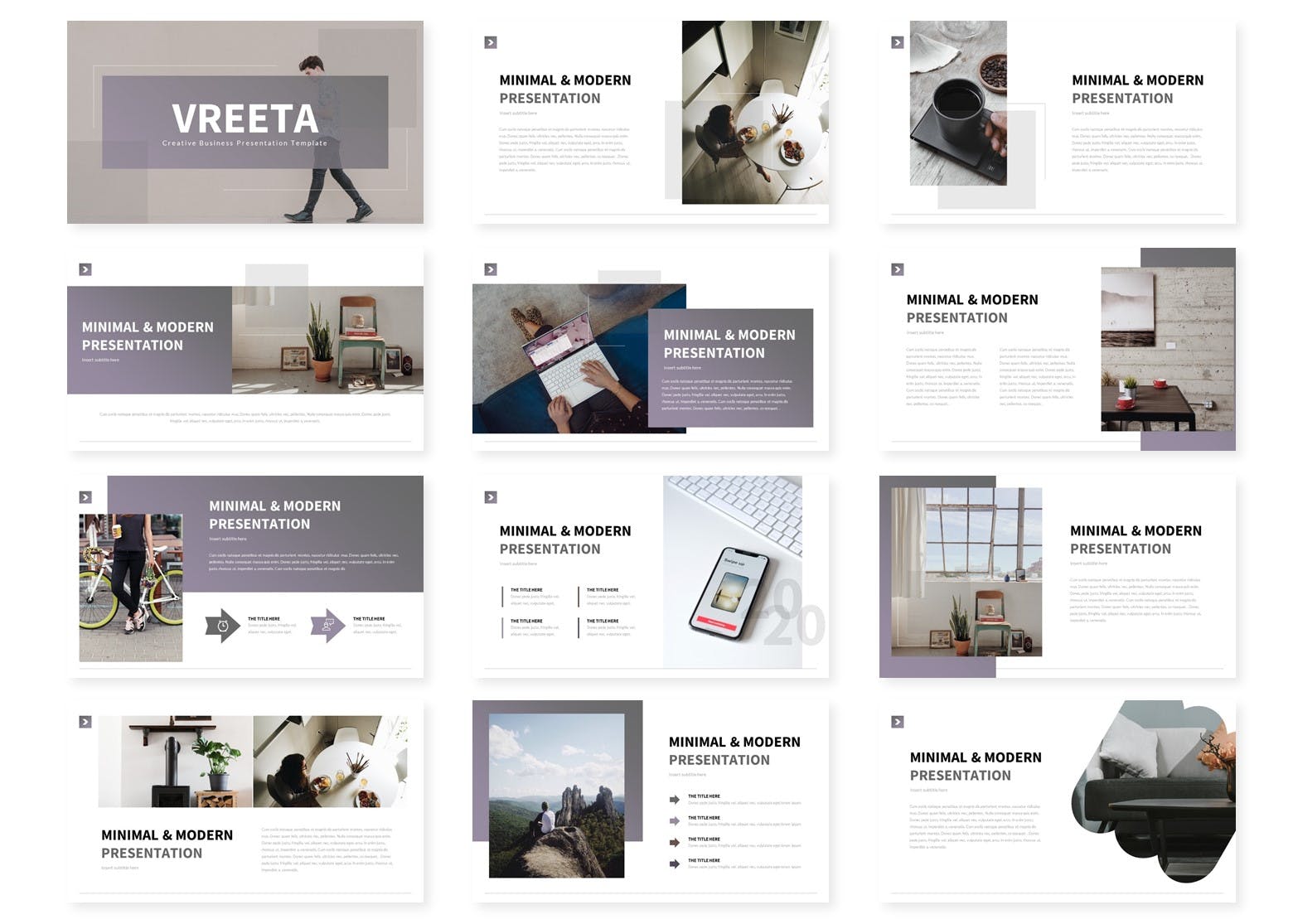 淡雅淡紫色办公会议PPT模板（PPTX,key）