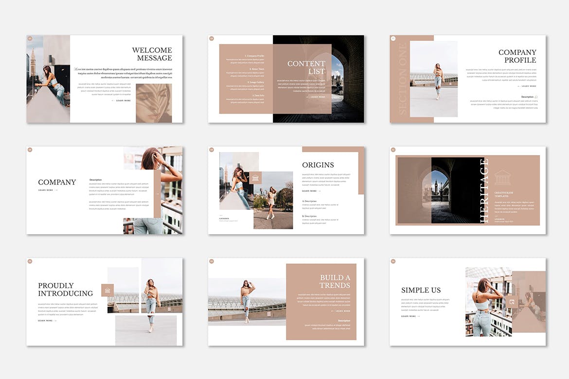 高雅风格的品牌PPT模板下载（PPTX,Key）