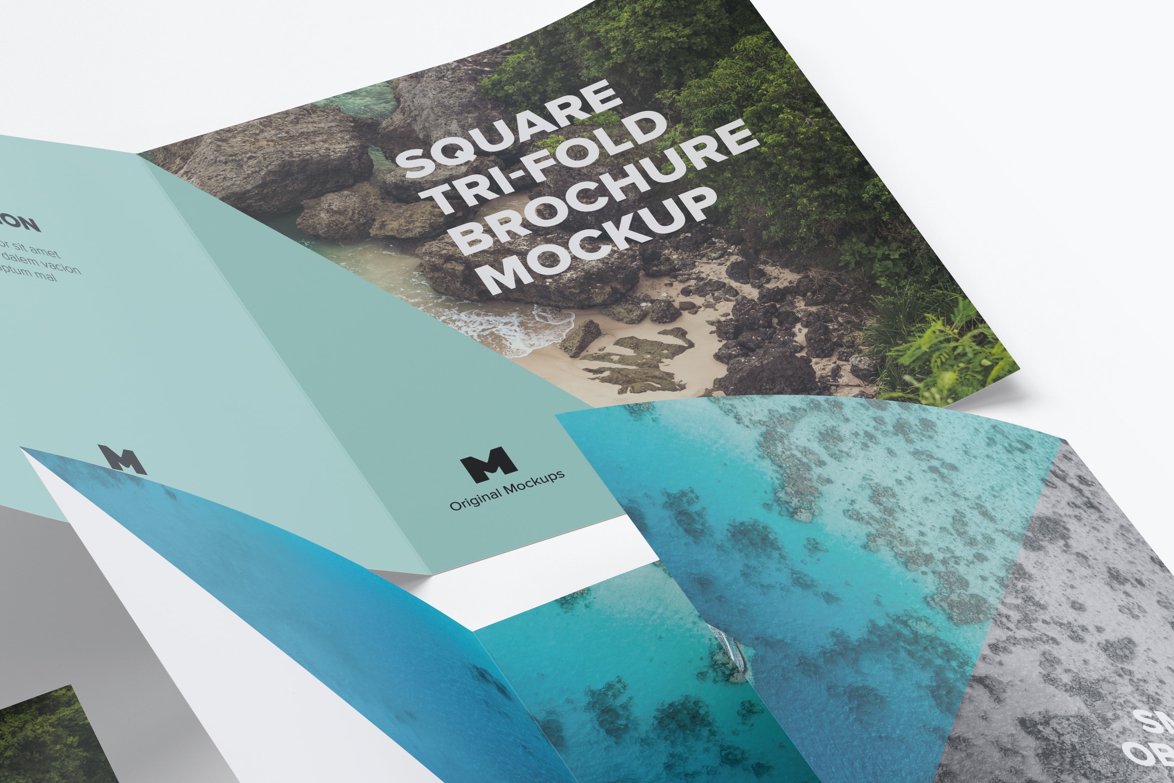 方形三折版式设计小册子＆传单样机06 Square Tri-Fold Brochure Mockup 06