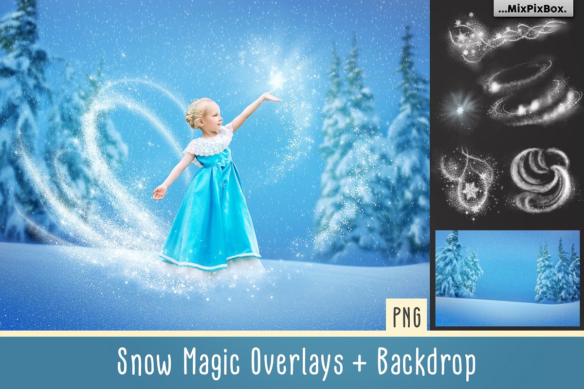 摄影雪花粒子照片叠层背景PNG素材