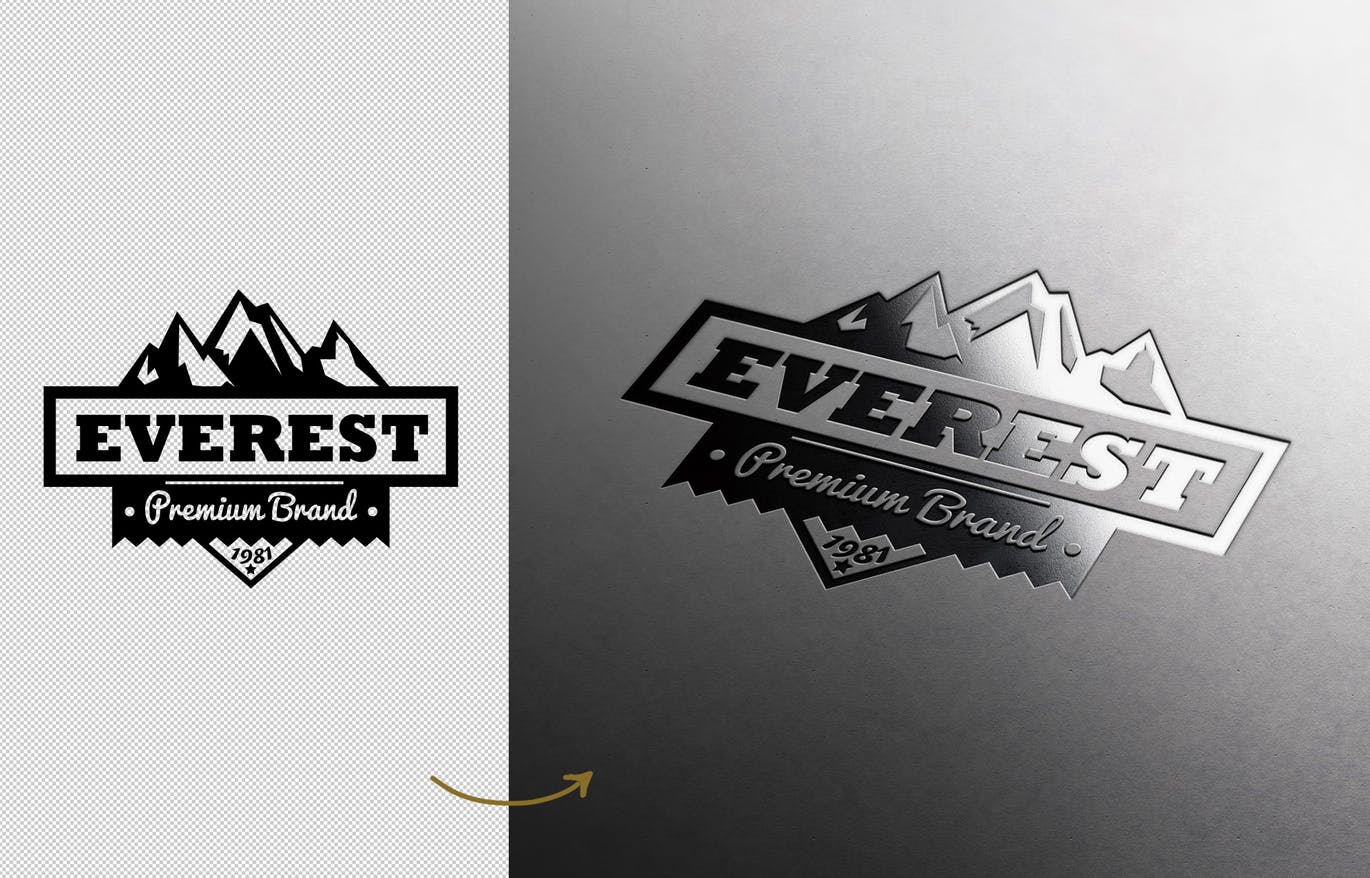 凹版UV工艺的logo设计展示样机[PSD]