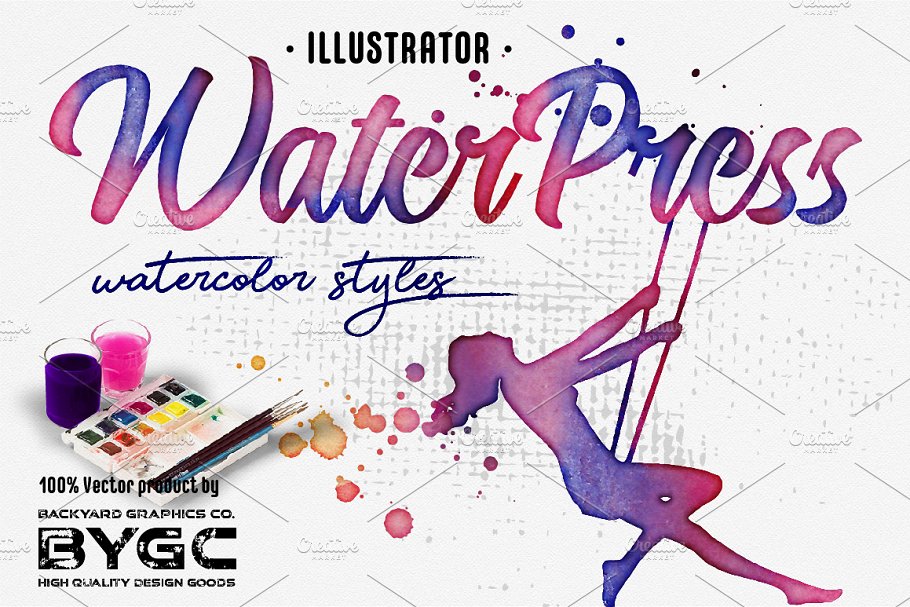 60种矢量水彩风格文字效果[AI]