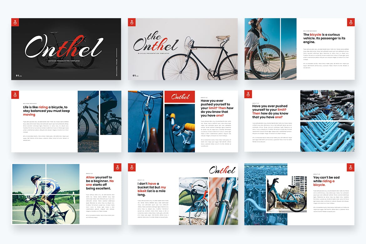 自行车主题PPT模板（PPTX）