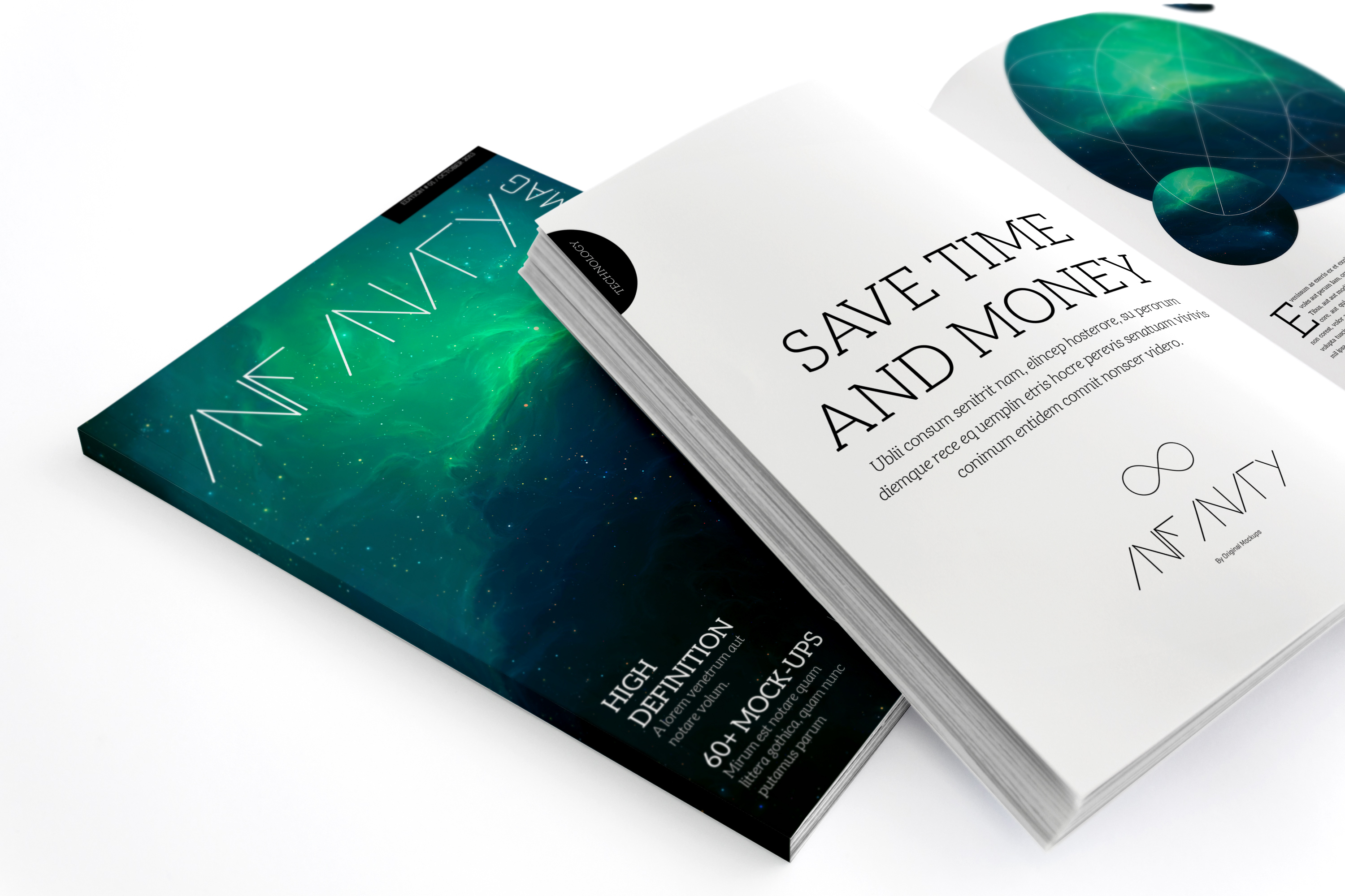 A4尺寸大小杂志内页＆封面设计效果图样机模板03 A4 Magazine Mockup for Spread Page & Cover 03