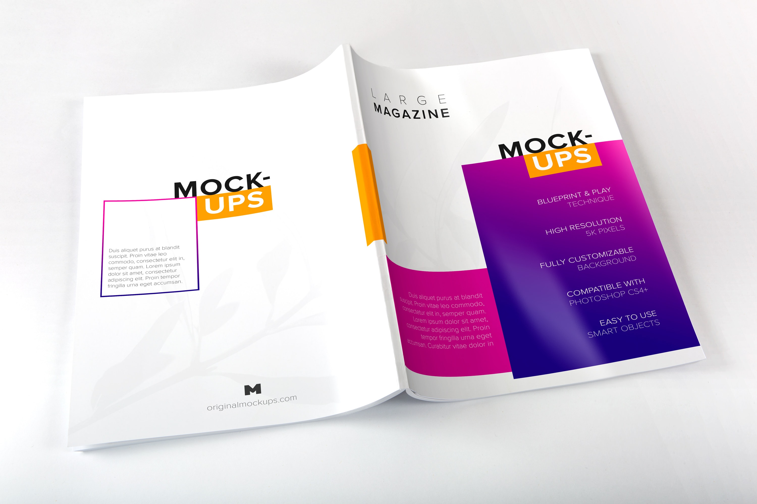 大型杂志封面设计图预览样机 Large Magazine Spread Covers Mockup