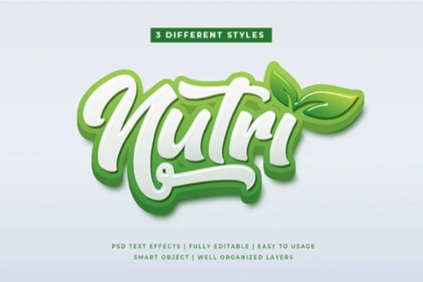 绿色自然3D文本效果图层样式素材