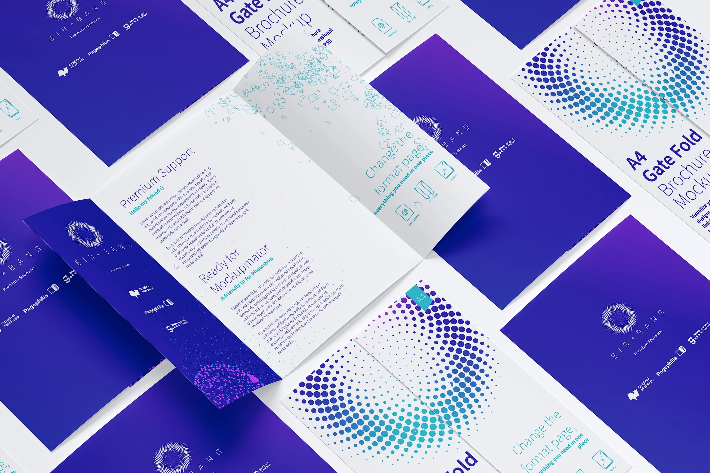 A4大小对折宣传单设计样机06 A4 Gate Fold Brochure Mockup 06