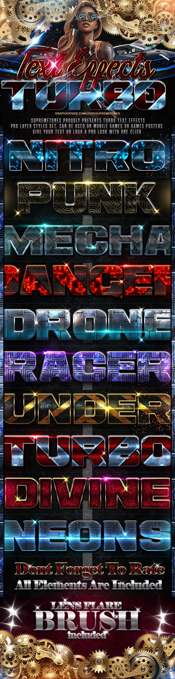 3D金属蒸汽朋克文字效果图层样式