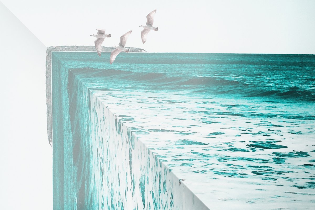 90度直角折叠透视弯曲效果照片图层PSD模板