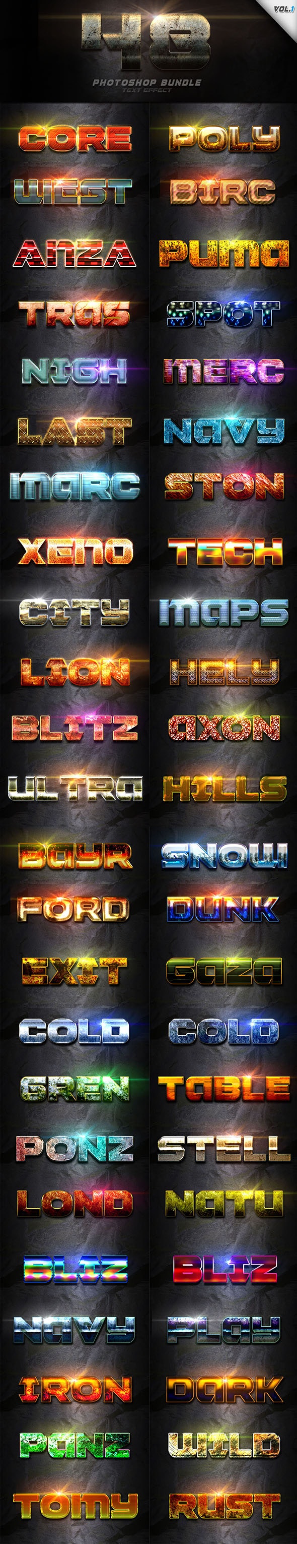 48款金属闪亮的文字效果图层样式套装