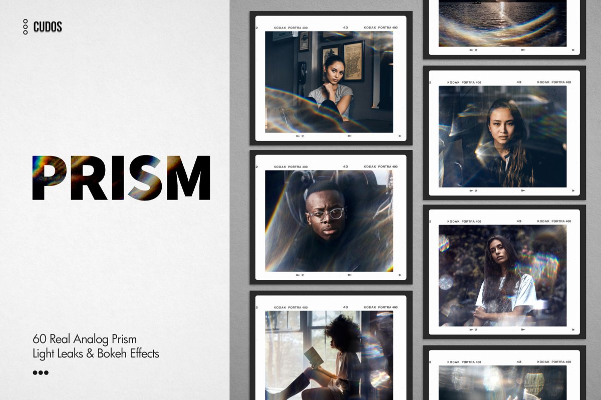 棱镜七色光效果照片叠层背景