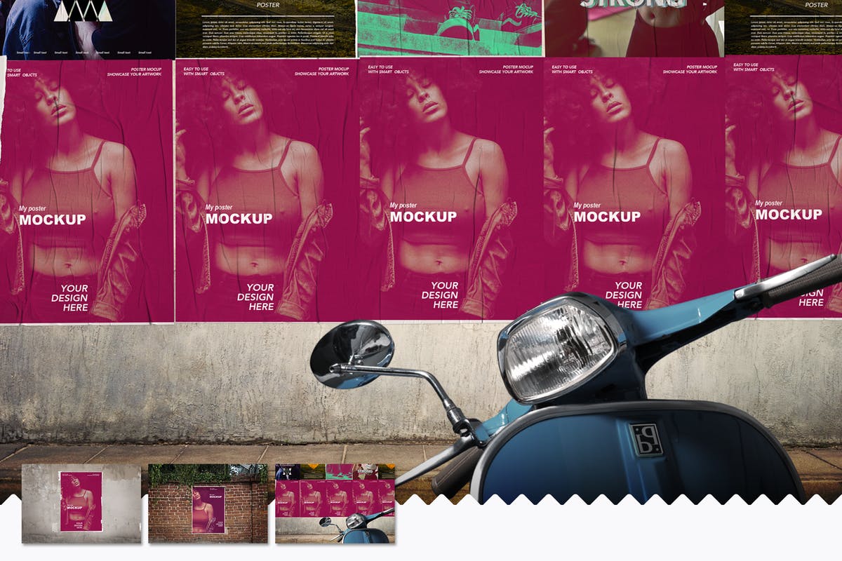 海报张贴效果样机模板 Poster Mockups