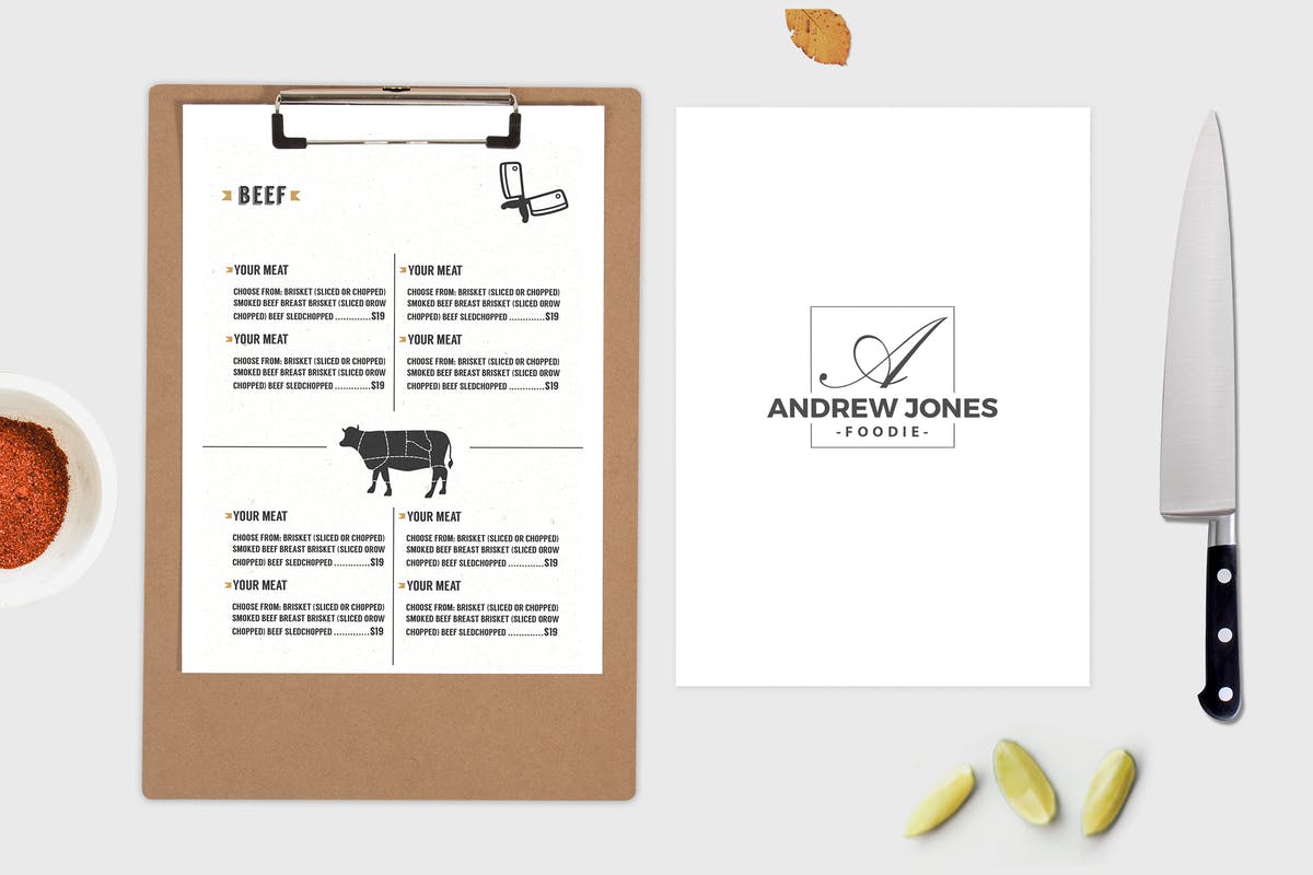 极简主义餐厅菜谱菜单设计样机Vol.3 Food Menu Mock Up Vol 03