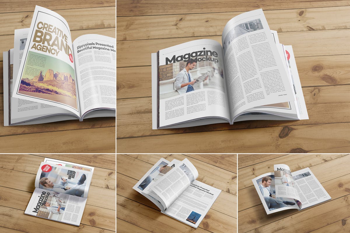 杂志版式设计样机PSD模板 Magazine Mockups PSD