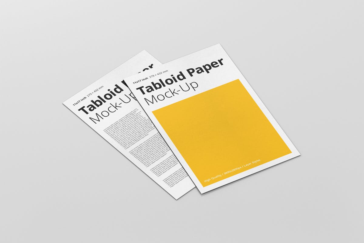 小尺寸报纸传单样机模板 Tabloid Paper Mockup – 11×17