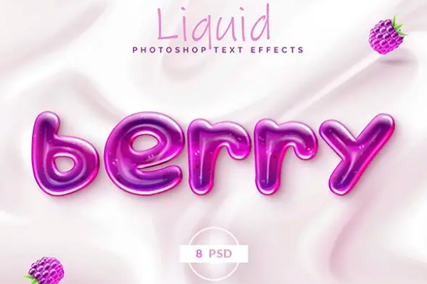 8个水滴效果立体3D字体效果PS图层样式PSD文件下载