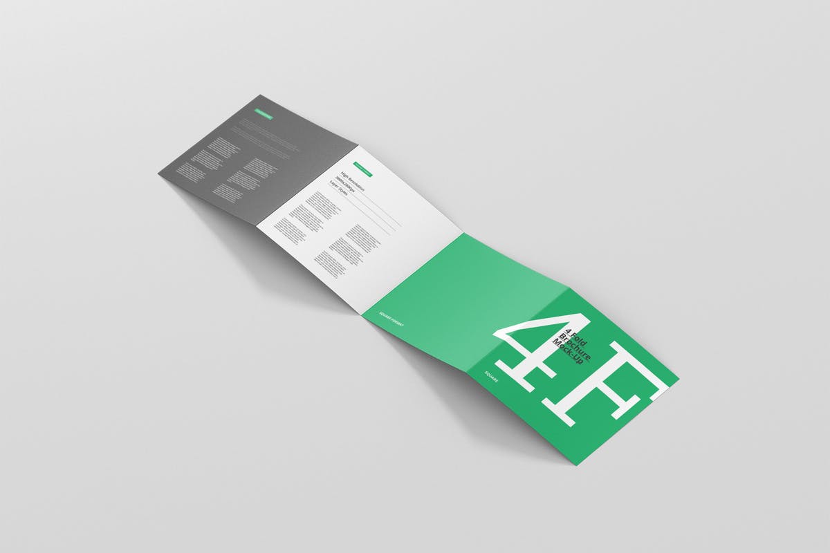 方形四折页宣传册传单样机模板 4-Fold Brochure Mockup – Square