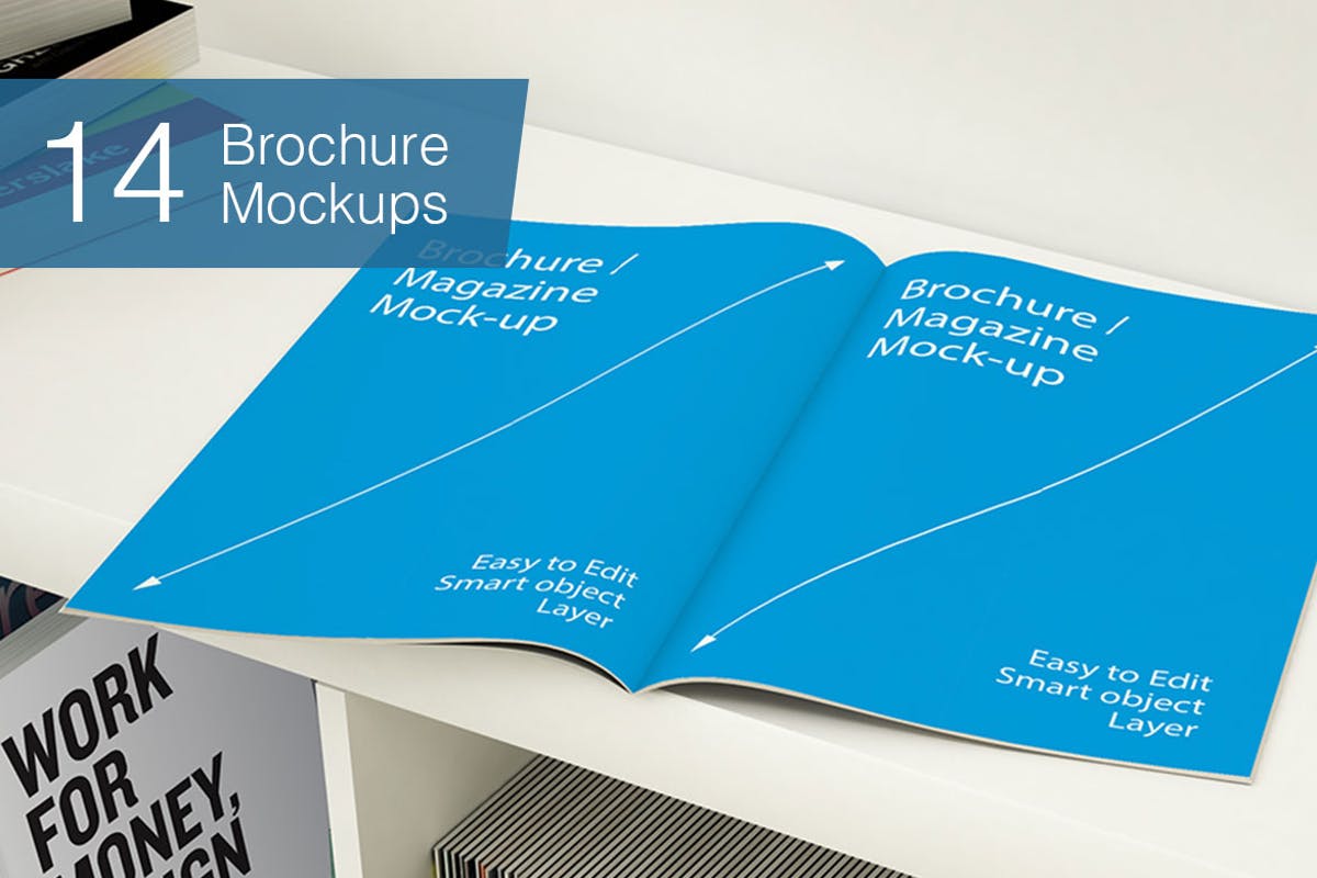 A4杂志宣传册印刷品样机 Brochure Mockups – 14 poses