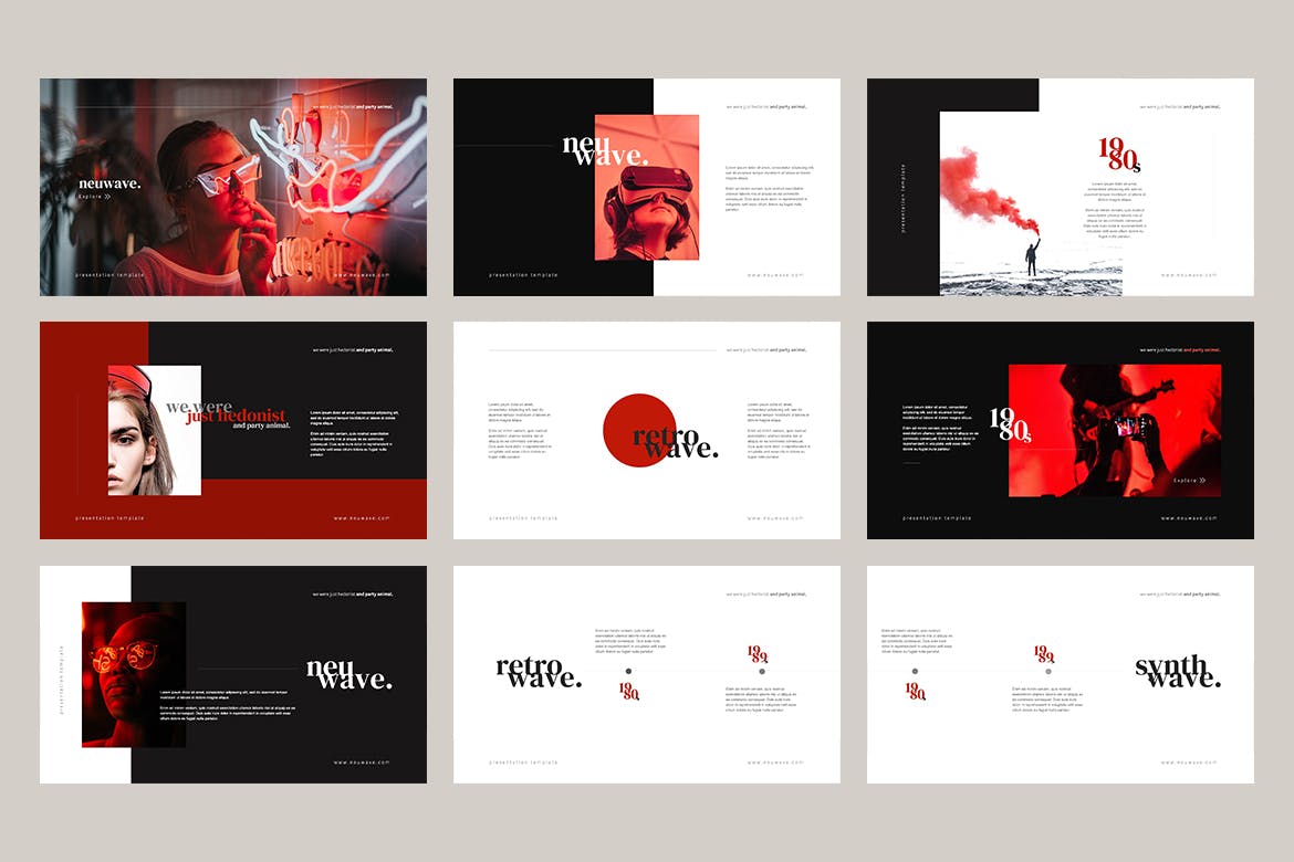 新浪潮时尚PPT模板下载（PPTX）