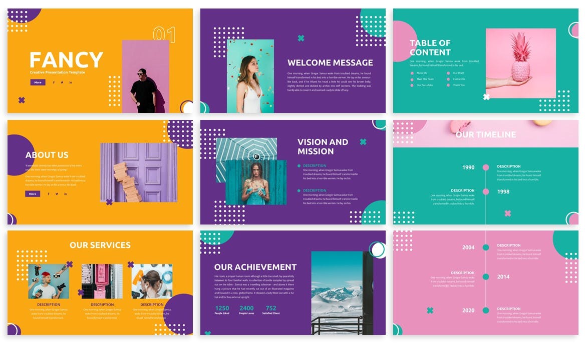 花哨的彩色PPT模板