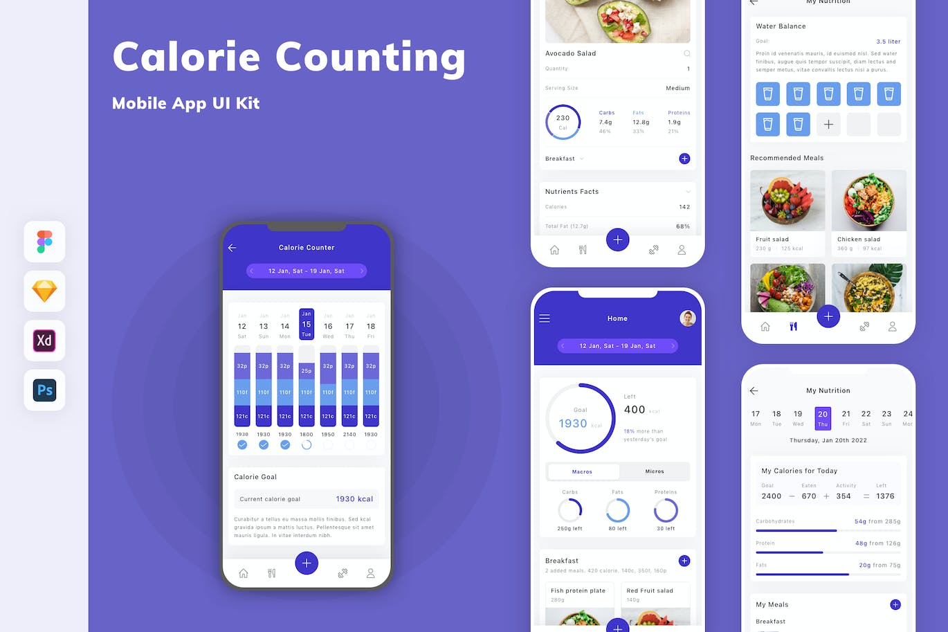 卡路里计数移动应用 APP UI KIT