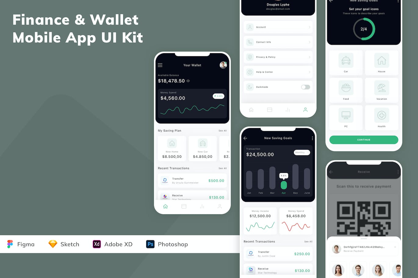 金融和钱包移动应用App UI Kit
