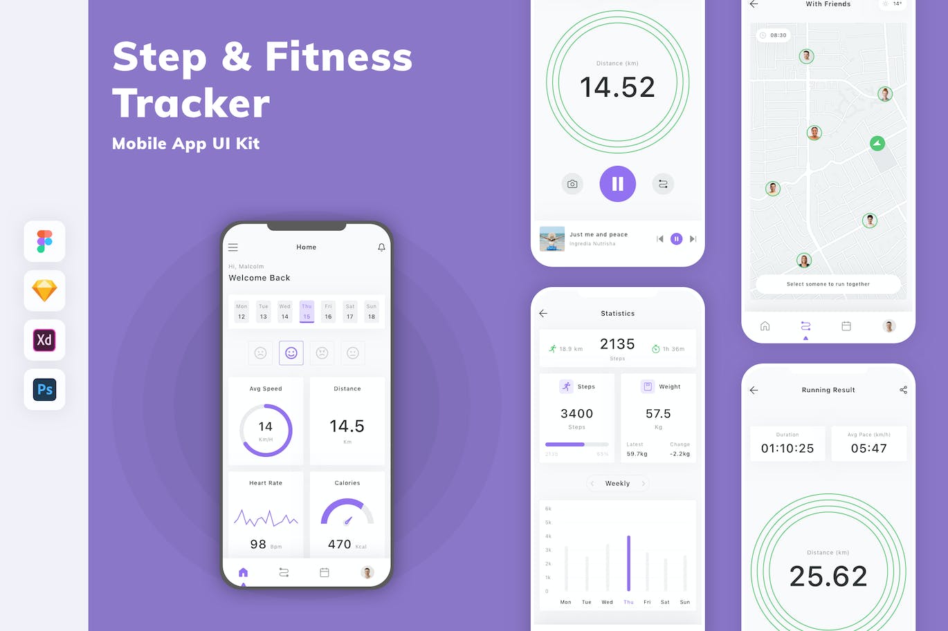 运动健身记录跟踪移动应用App UI Kit