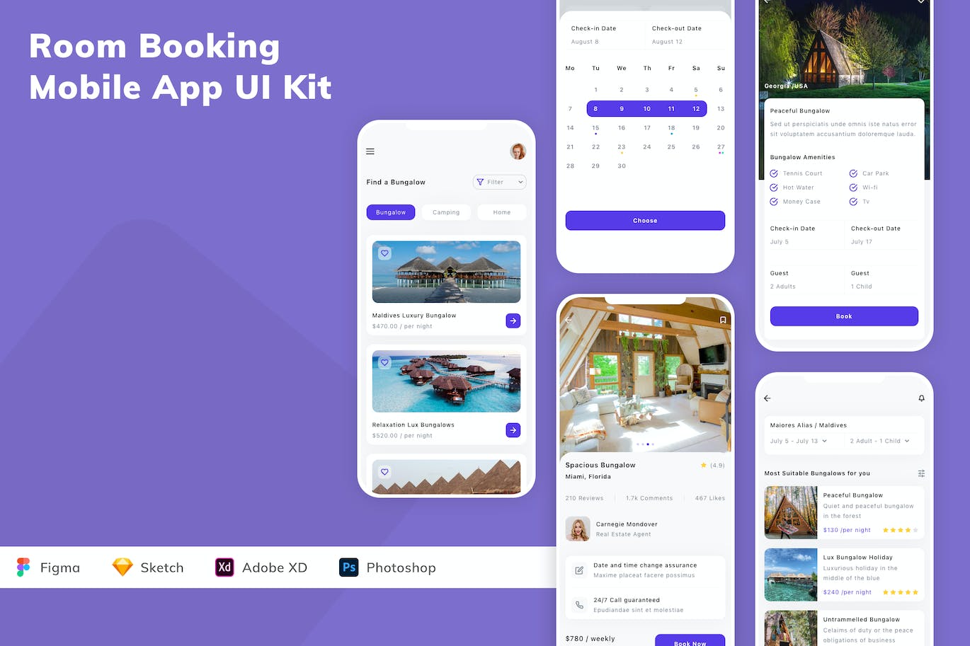 酒店客房预订移动应用APP UI KIT