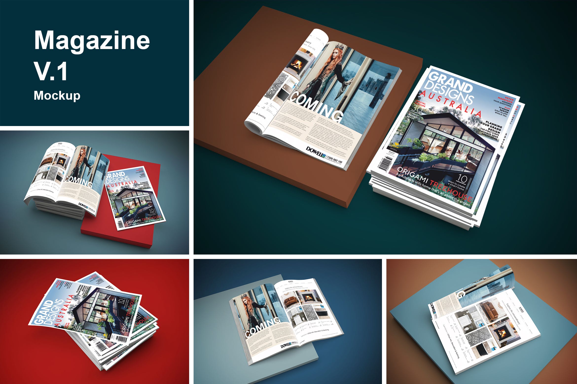 精品杂志封面&内页排版设计样机模板v1 Magazine Mockup V.1