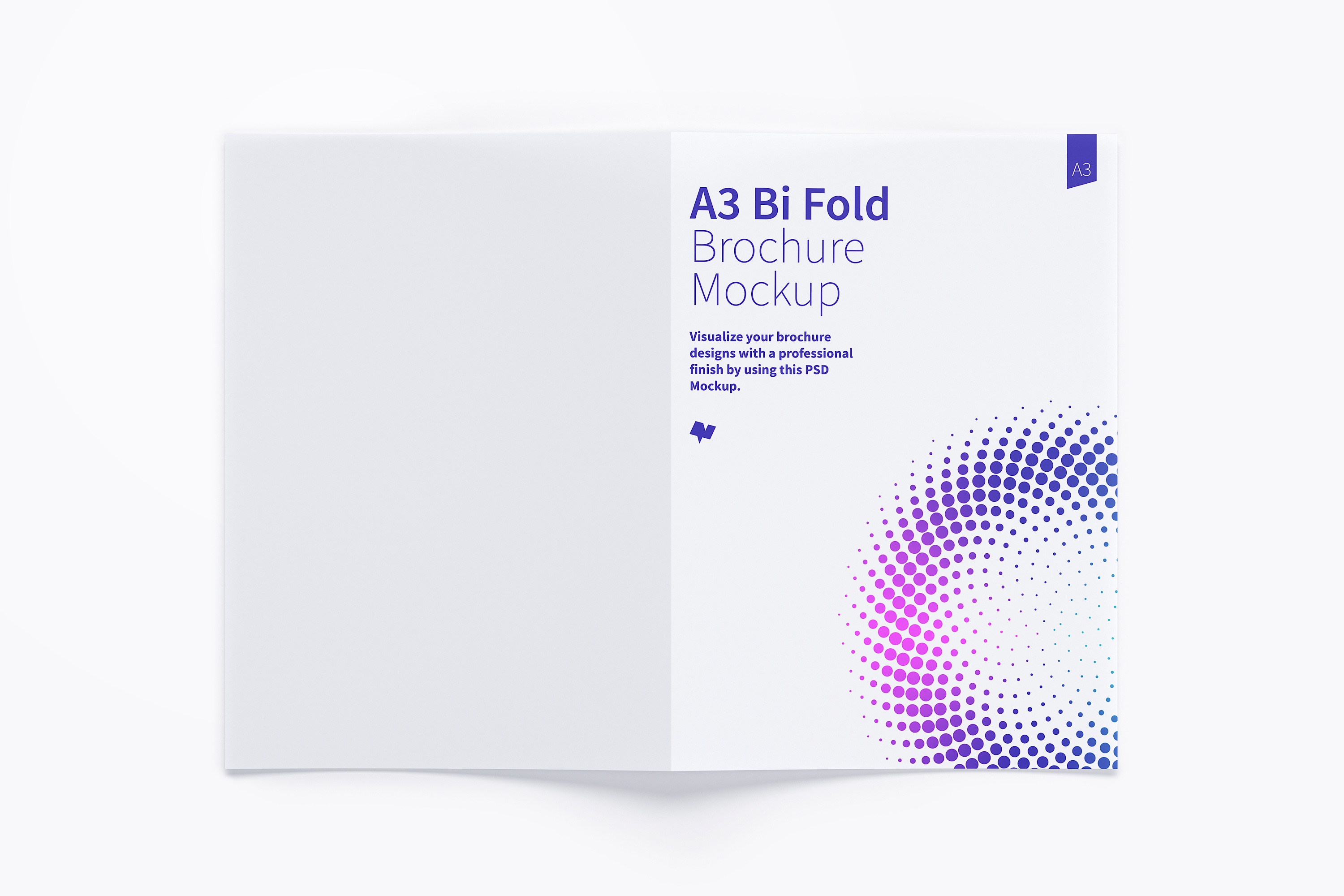 A3大小对折页传单设计展开效果图样机02 A3 Bi Fold Brochure Mockup 02