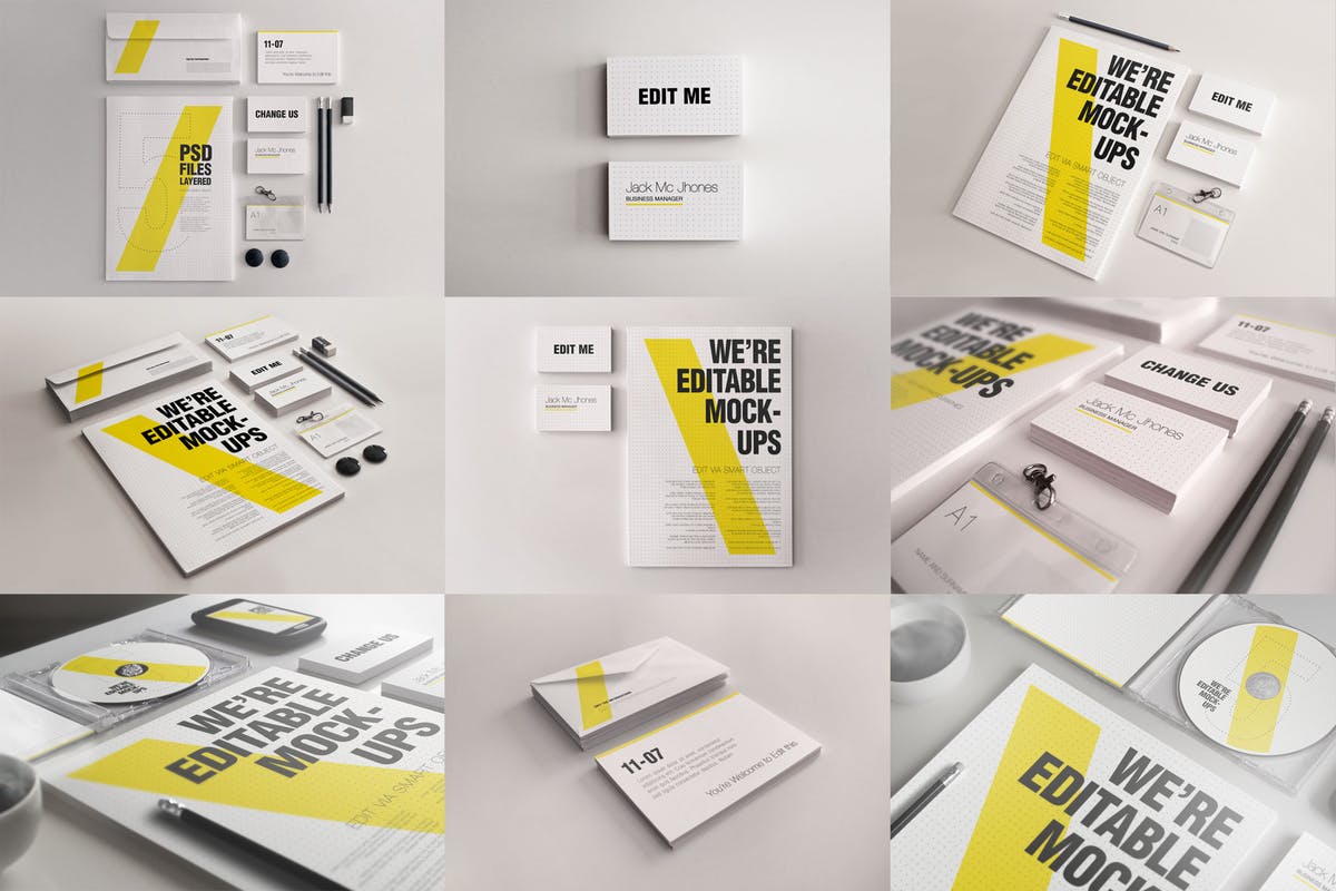 简约优雅企业文具套装样机模板 Elegant Mock-ups Bundle – Business Corporate ID