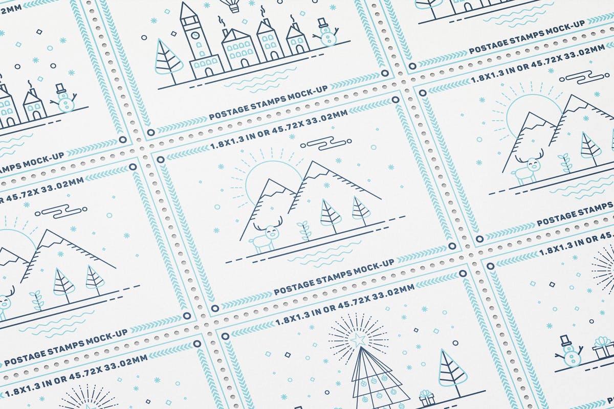 极简主义时尚邮票样机模板 Postage Stamps Mock-Ups