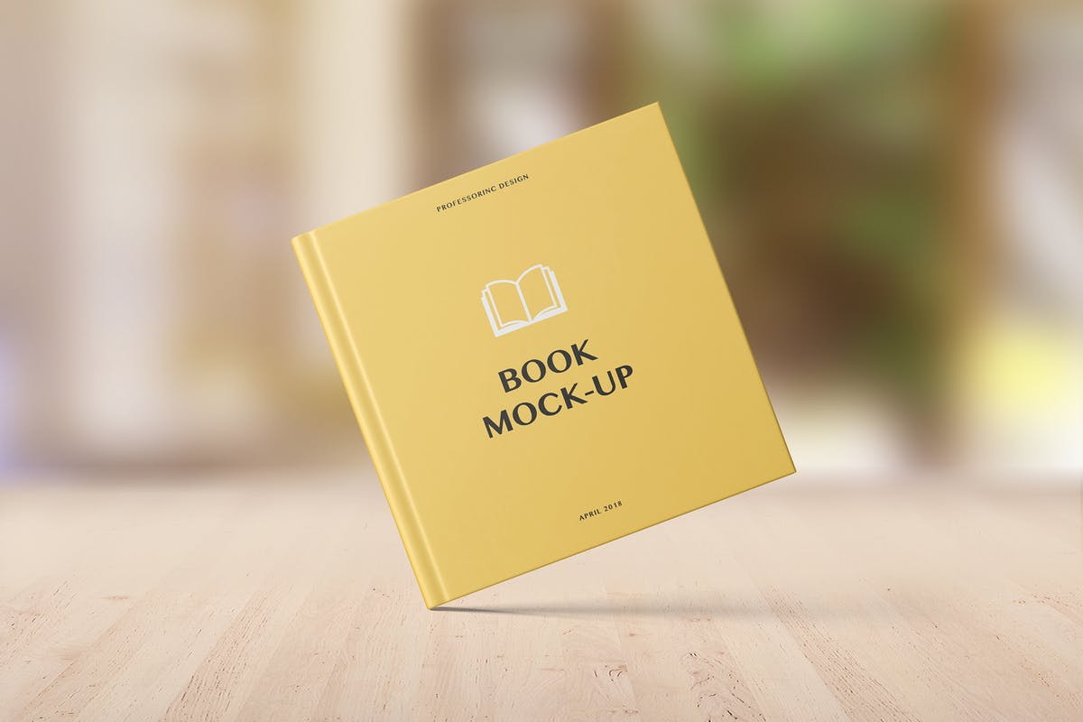 精装硬封面方形书展示样机模板 Hard Cover Square Book Mockup – Set 2