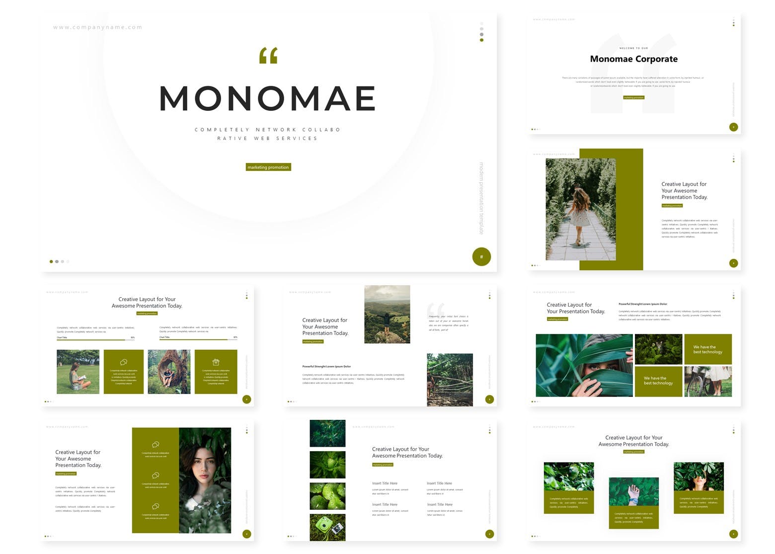 极简主义绿色环保主题PPT模板（PPTX）