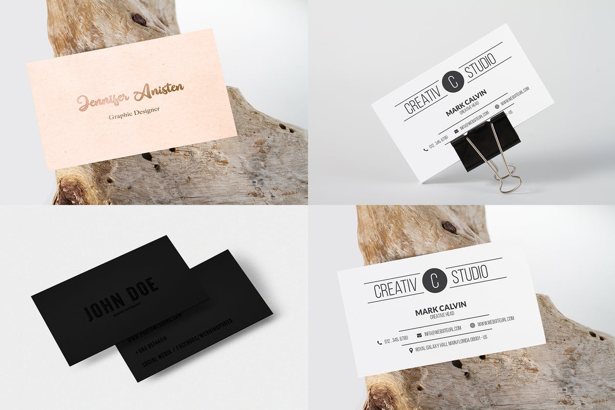 4款经典实用企业名片样机模板v02 4 Business Card Mock Up Vol 02