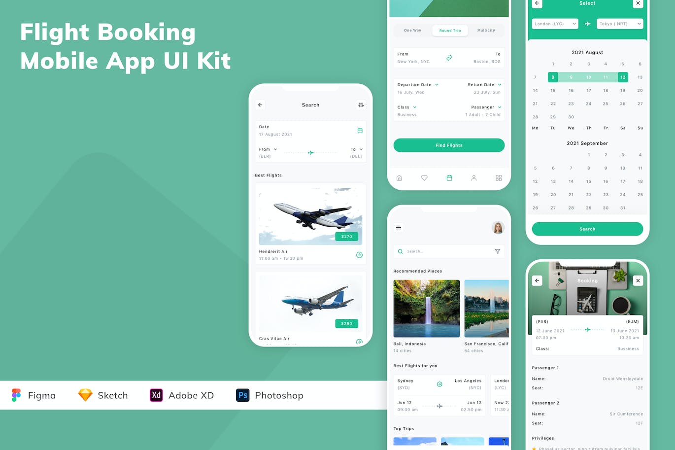 航班预订手机应用APP UI KIT