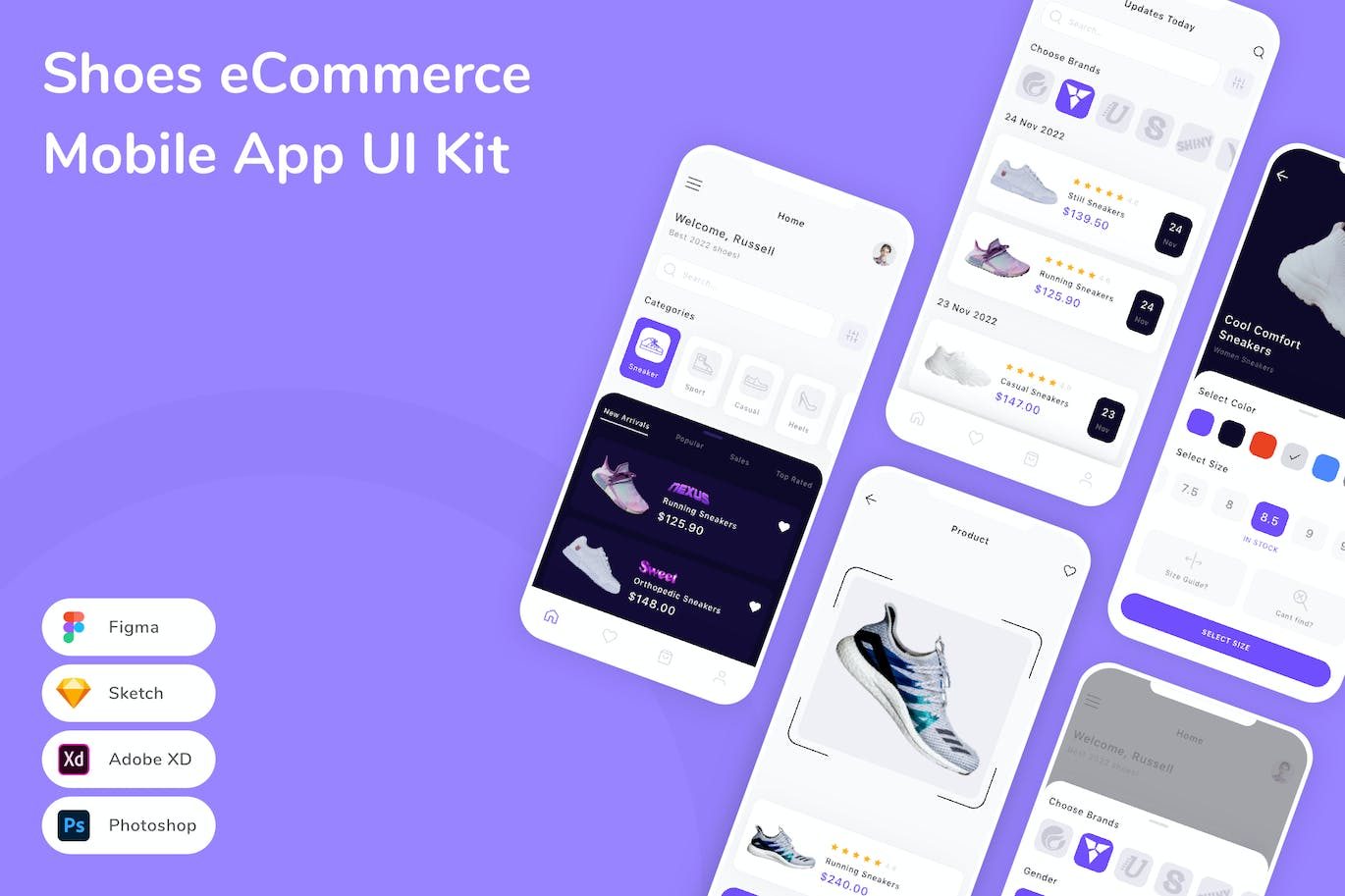 鞋类电子商务移动应用APP UI KIT