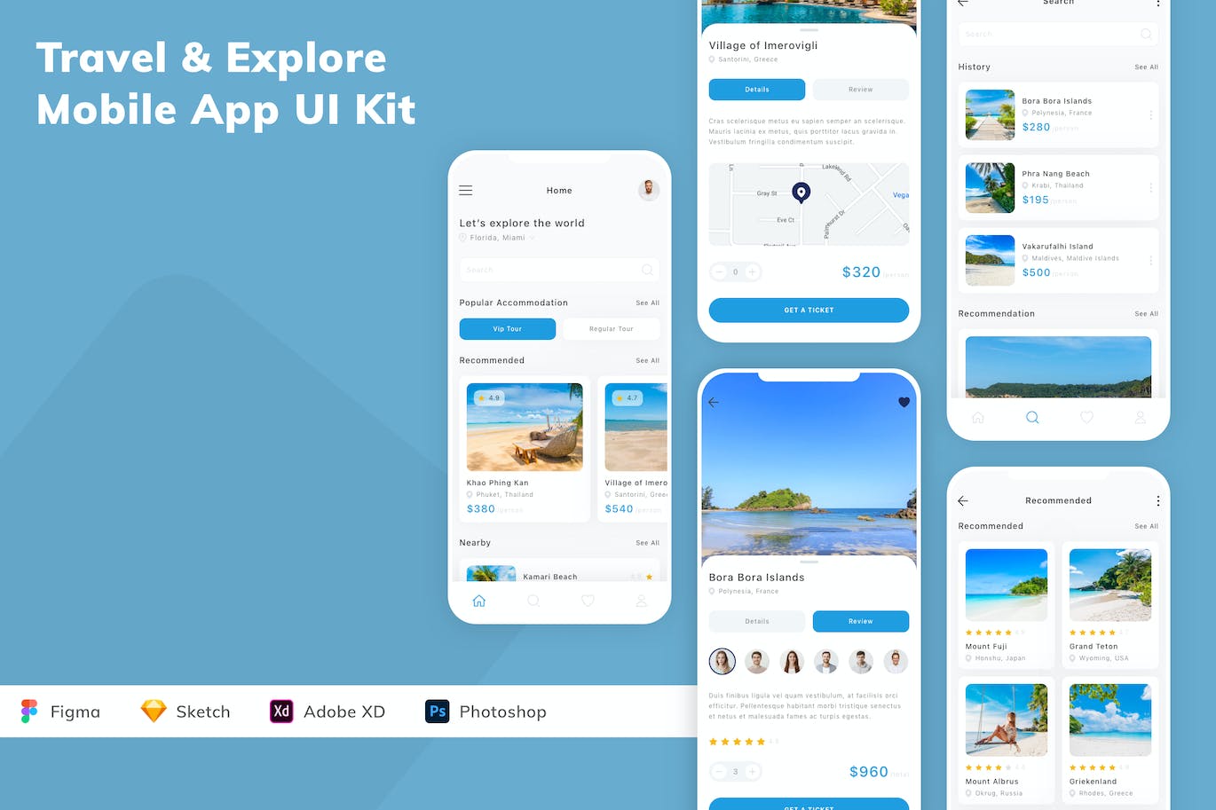 旅行和探索移动应用APP UI KIT