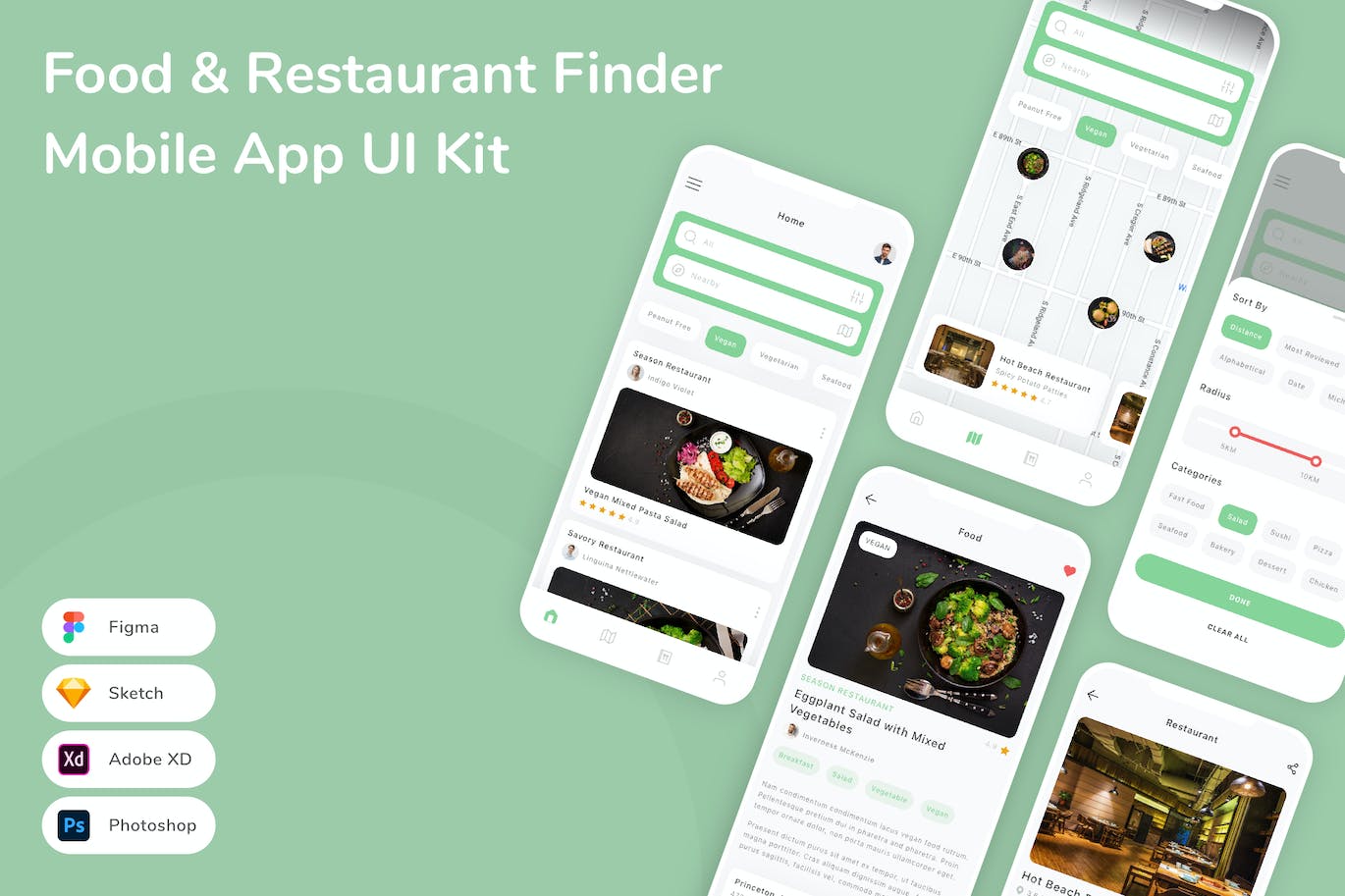 找美食食品&餐厅移动应用APP UI KIT