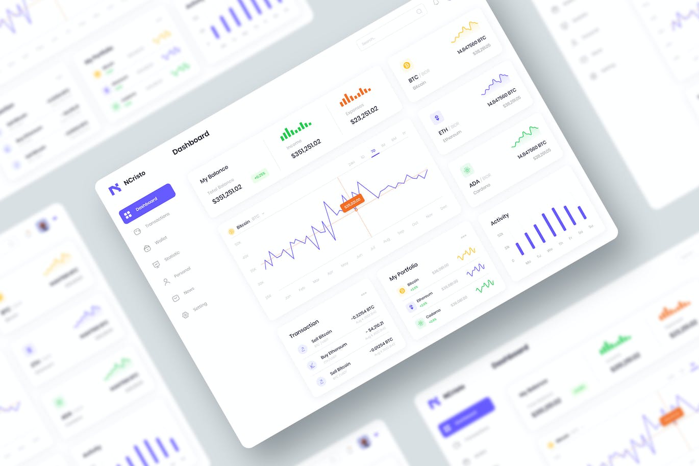 加密货币仪表板UI套件