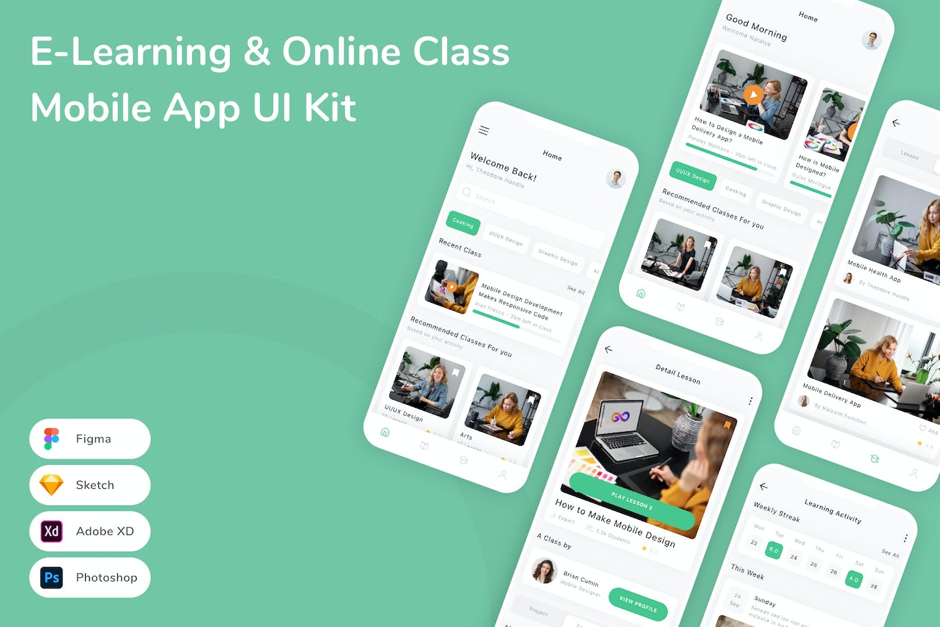 电子学习和在线课堂移动应用APP UI KIT