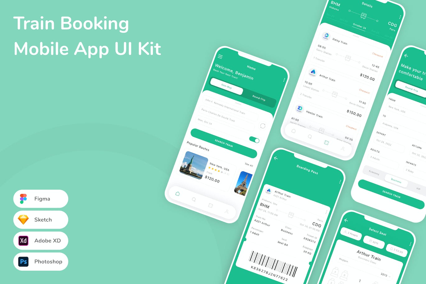 火车预订移动应用APP UI KIT