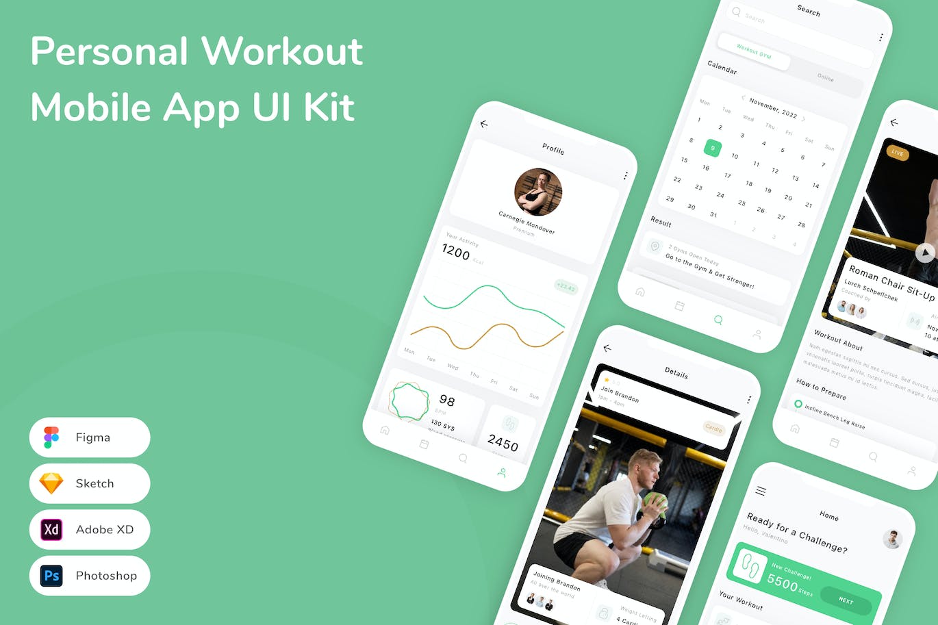 个人健身移动应用APP UI KIT