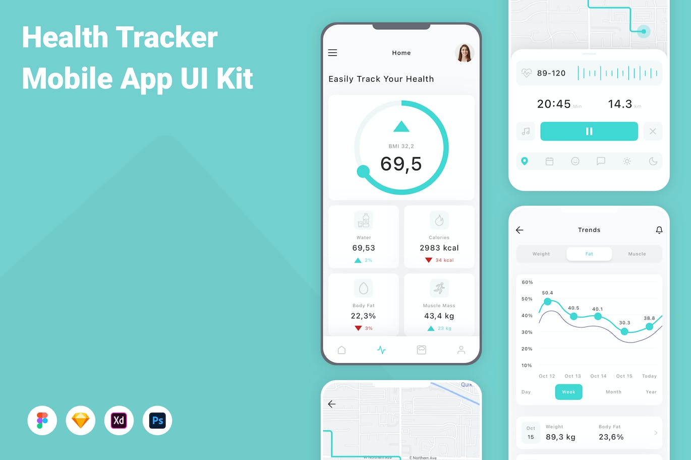 健康跟踪移动应用APP UI KIT