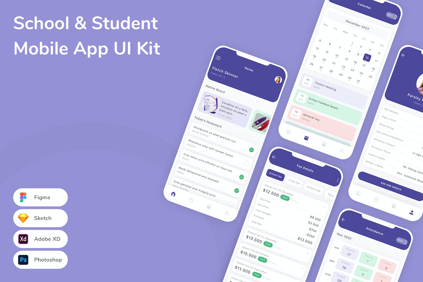 学校和学生移动应用APP UI KIT