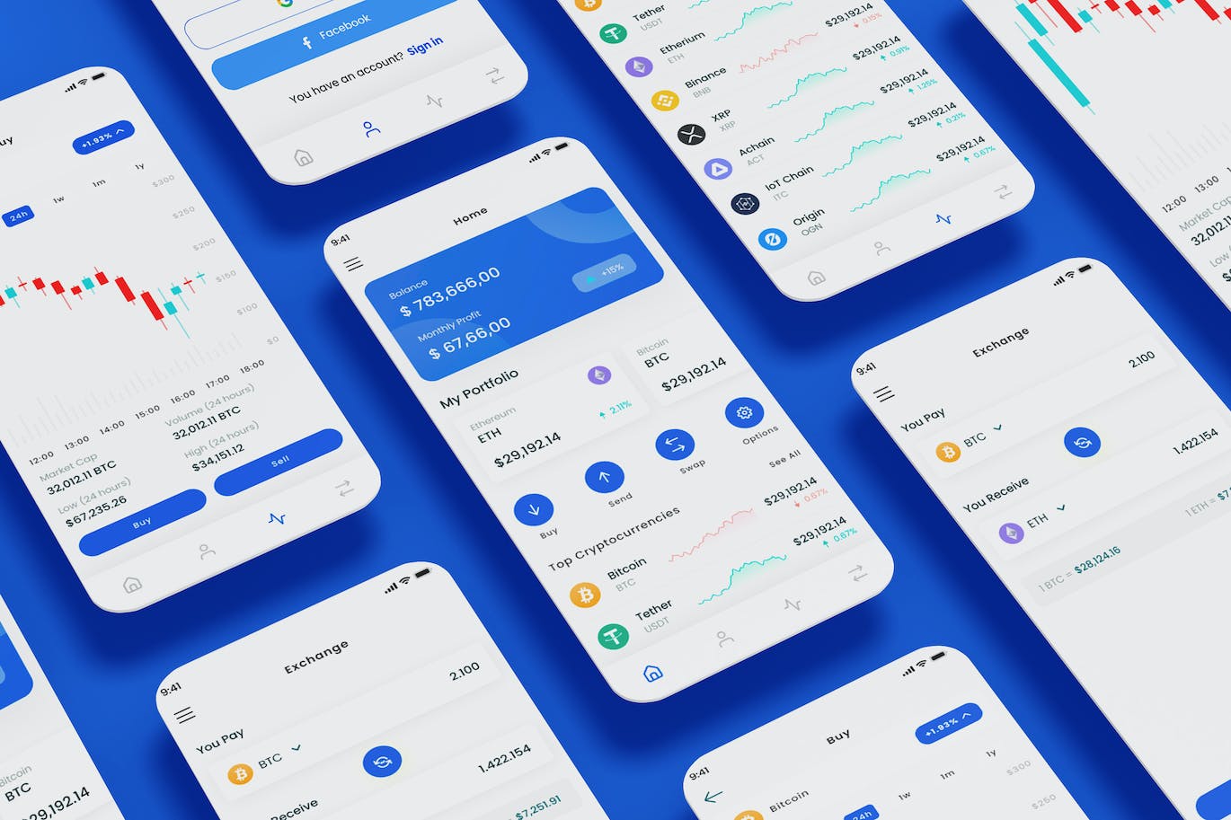 加密交易和加密货币投资应用APP UI KIT