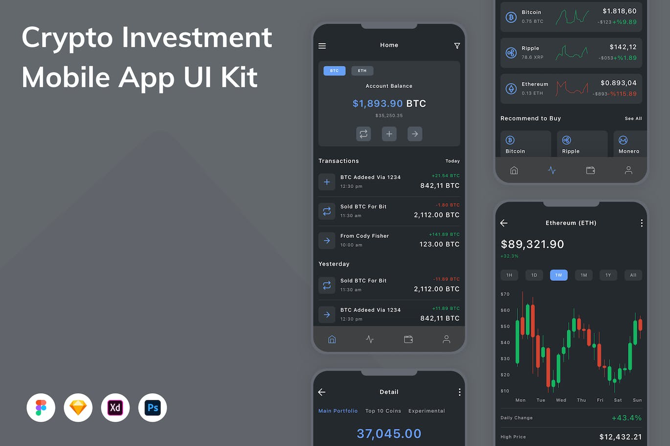 加密货币移动应用  APP UI KIT