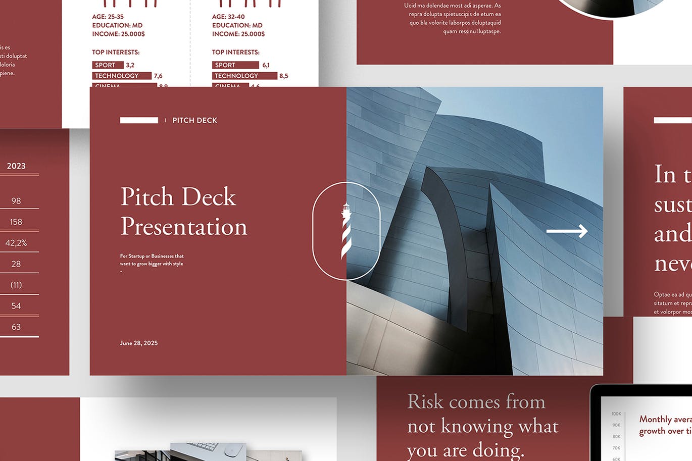 高端设计感强的幻灯片演示文稿