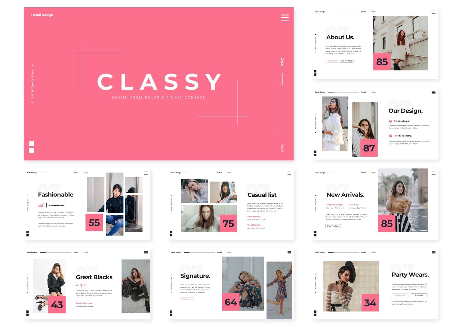 粉红色服装设计品牌计划PPT模板 [Google]